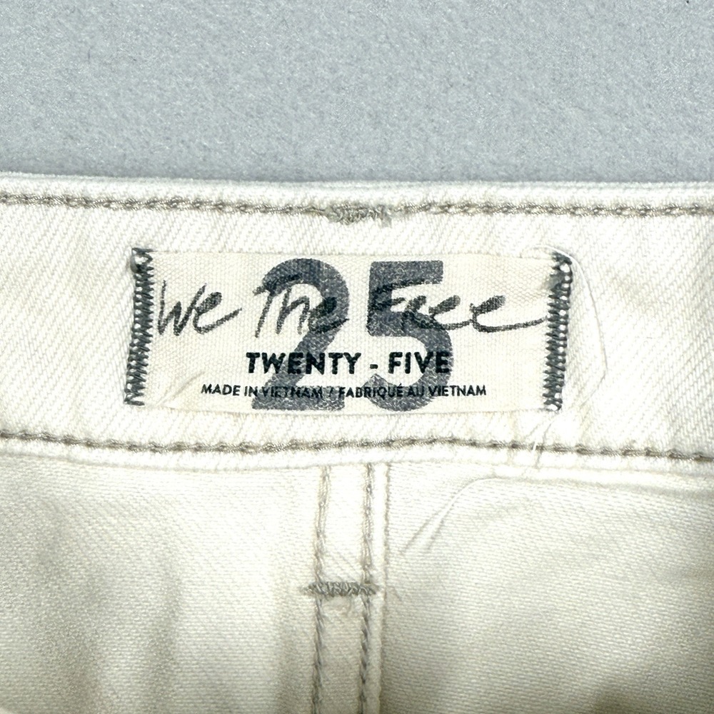 We The Free People Skirt Womens 25 Bailey Fringe Raw Hem Denim Jean Cream Boho - Picture 4 of 12